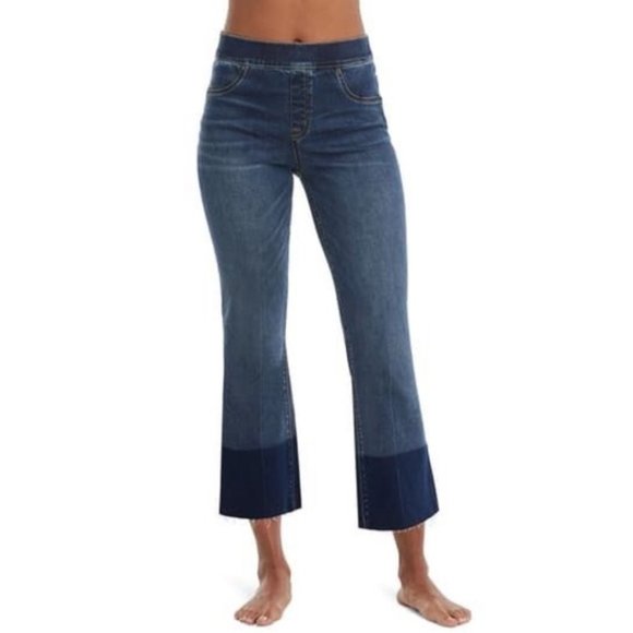 Spanx Distressed Cropped Flared Denim Jeans - Picture 3 of 6